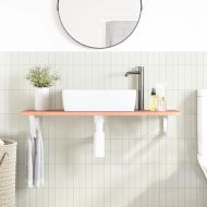 Стенен рафт за мивка, стомана и масивно дърво дъб