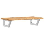 Стенен рафт за мивка, стомана и масивно дърво дъб