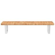 Стенен рафт за мивка, стомана и масивно дърво дъб