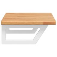 Стенен рафт за мивка, стомана и масивно дърво дъб