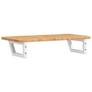 Стенен рафт за мивка, стомана и масивно дърво дъб