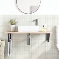 Стенен рафт за мивка, стомана и масивно дърво бук