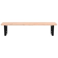 Стенен рафт за мивка, стомана и масивно дърво бук