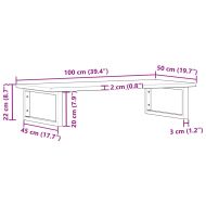 Стенен рафт за мивка, стомана и масивно дърво дъб