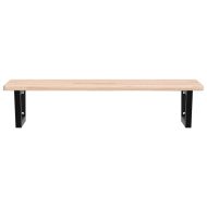 Стенен рафт за мивка, стомана и масивно дърво дъб