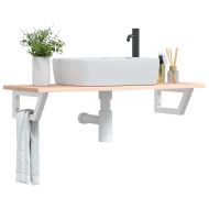 Стенен рафт за мивка, стомана и масивно дърво дъб