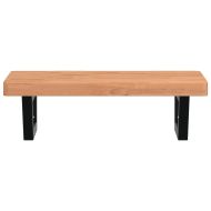 Стенен рафт за мивка, стомана и масивно дърво бук