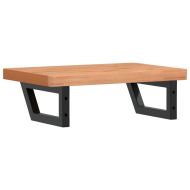 Стенен рафт за мивка, стомана и масивно дърво бук