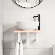 Стенен рафт за мивка, стомана и масивно дърво дъб