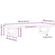 Стенен рафт за мивка, стомана и масивно дърво бук