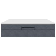 Османска легло с матрак, тъмносиво, 160x200 см, кадифе