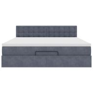 Османска легло с матрак, тъмносиво, 160x200 см, кадифе