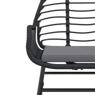 Градински комплект 3 части с възглавници черен полиратан стъкло