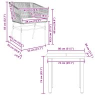 Градински комплект 3 части с възглавници черен полиратан стъкло