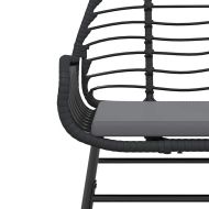 Градински комплект 5 части с възглавници черен полиратан стъкло