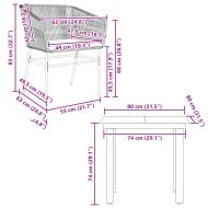 Градински комплект с възглавници 3 части сив полиратан стъкло