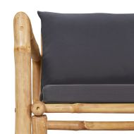 Градински лаундж комплект тъмносиви възглавници 2 части бамбук