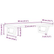 Стенен рафт за мивка, стомана и масивно дърво бук
