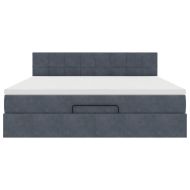 Османска легло с матрак, тъмносиво, 160x200 см, кадифе