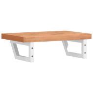 Стенен рафт за мивка, стомана и масивно дърво бук