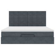 Османска легло с матраци и LED, тъмносиво, 160x200 см, кадифе