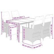 Градински бистро комплект с възглавници 5 части черен полиратан