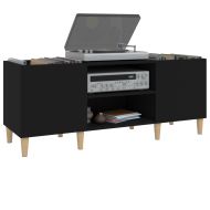 Шкаф за грамофонни плочи черен 121x38x48 см инженерно дърво