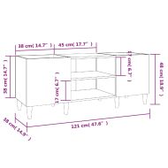 Шкаф за грамофонни плочи сив 121x38x48 см инженерно дърво