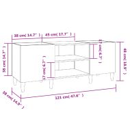 Шкаф за винилови плочи сив сонома 121x38x48 см инженерно дърво