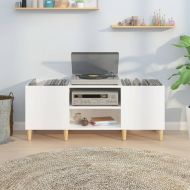Шкаф за грамофонни плочи бял гланц 121x38x48 см инженерно дърво