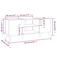 Шкаф за грамофонни плочи бял гланц 121x38x48 см инженерно дърво