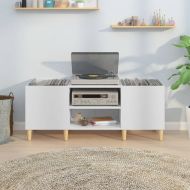 Шкаф за грамофонни плочи бял 121x38x48 см инженерно дърво