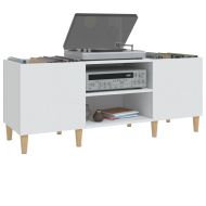 Шкаф за грамофонни плочи бял 121x38x48 см инженерно дърво