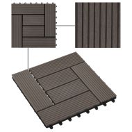 22 бр декинг плочки, 30x30 см, 2 кв.м., WPC, тъмнокафяви