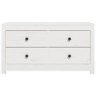 Страничен шкаф бял 100x40x54 см борово дърво масив