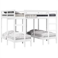 Рамка за тройно легло, бяло, 140x200/70x140 см, бор масив