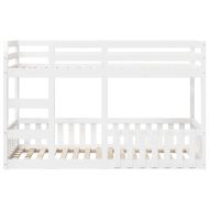 Двуетажно легло, бяло, 90x190 см, борово дърво масив