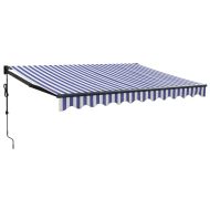 Автоматично прибираща се тента, синьо и бяло, 3,5x2,5 м