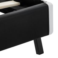 Рамка за легло с LED, черна, изкуствена кожа, 140x200 cм