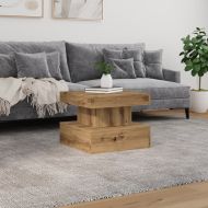 Маса за кафе с LED осветление, дъб артизан, 50x50x40 см