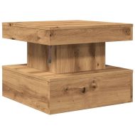 Маса за кафе с LED осветление, дъб артизан, 50x50x40 см