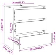 Сайдборд, дъб артизан, 70x41x75 см, инженерно дърво