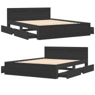 Рамка за легло с табла без матрак, черна, 160x200 см