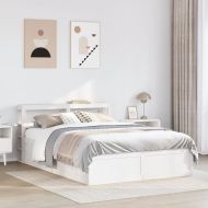 Рамка за легло с табла, бяла, 135x190 см, борово дърво масив