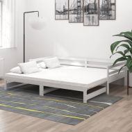 Разтегателно дневно легло 2x(90x200) см бяло борово дърво масив
