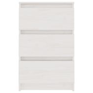 Нощно шкафче, бяло, 40x29,5x64 см, борово дърво масив
