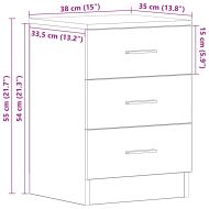 Нощно шкафче, бяло, 38x35x56 см, инженерно дърво