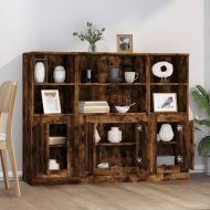 Високи шкафове, 3 бр, опушен дъб, инженерно дърво