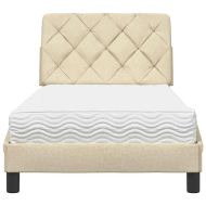 Легло с матрак, кремаво, 90x200 см, плат