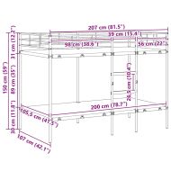 Двуетажно легло без матрак Черно 107x203 cm Стомана